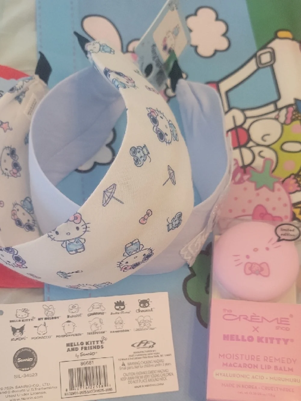 BUNDLE of Sanrio HELLO KITTY Ice Cream Tote 2 Headbands CREME SHOP Lip Balm NWT
